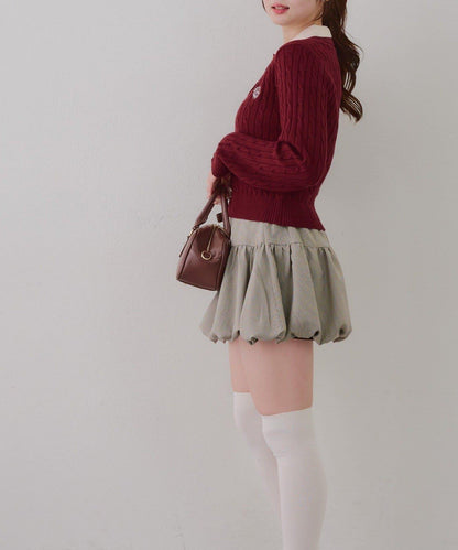 2件裝領口電纜針織POLO衫