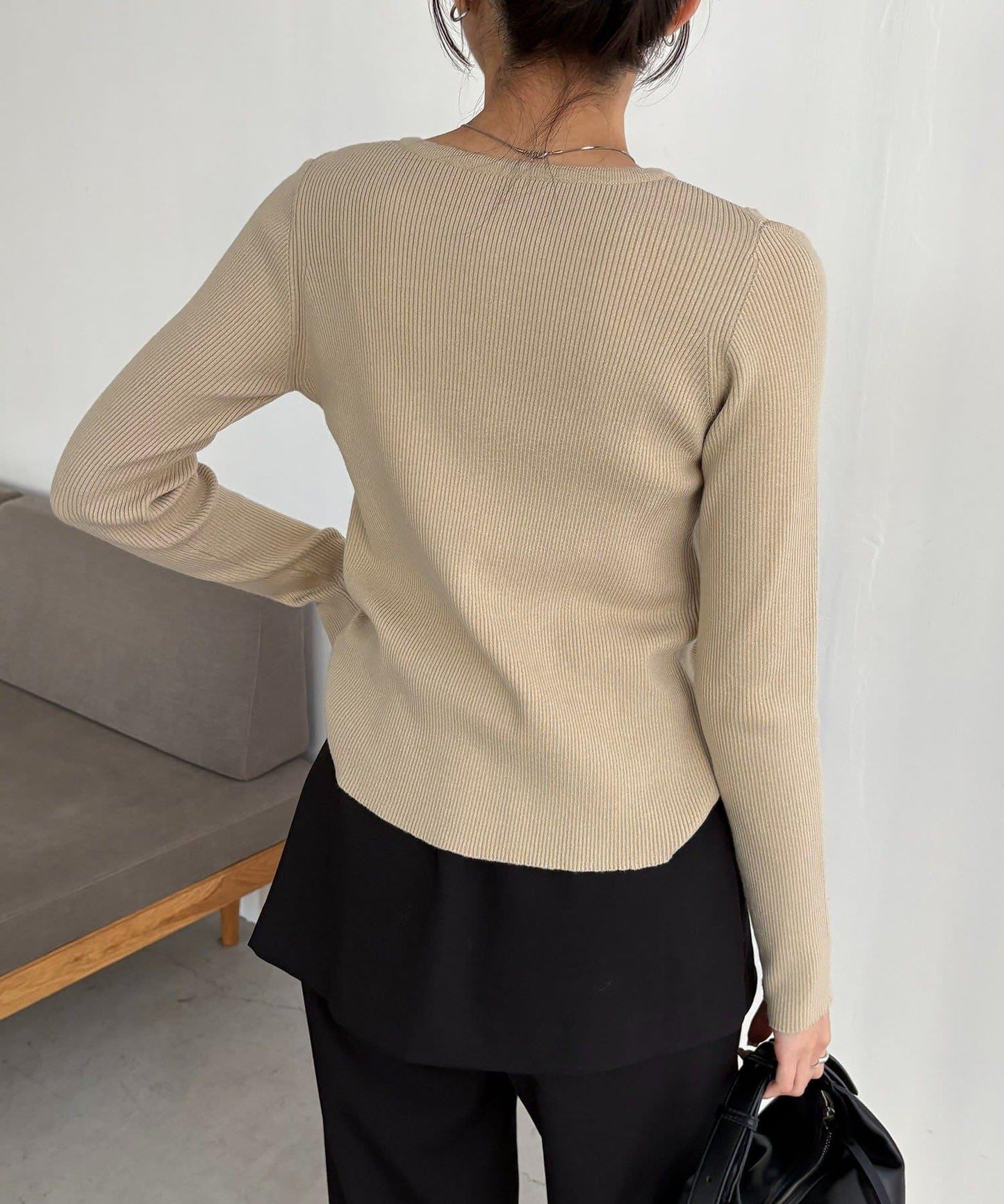 肩部開口紐扣開衫