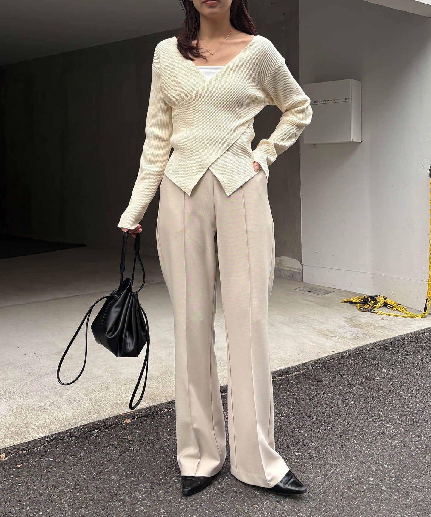 【有小個子尺碼】褶飾喇叭褲