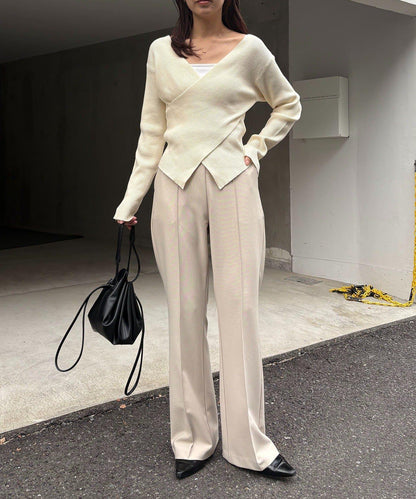 【有小個子尺碼】褶飾喇叭褲