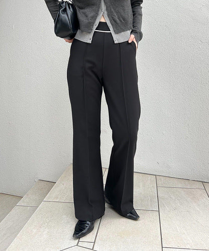 【有小個子尺碼】褶飾喇叭褲