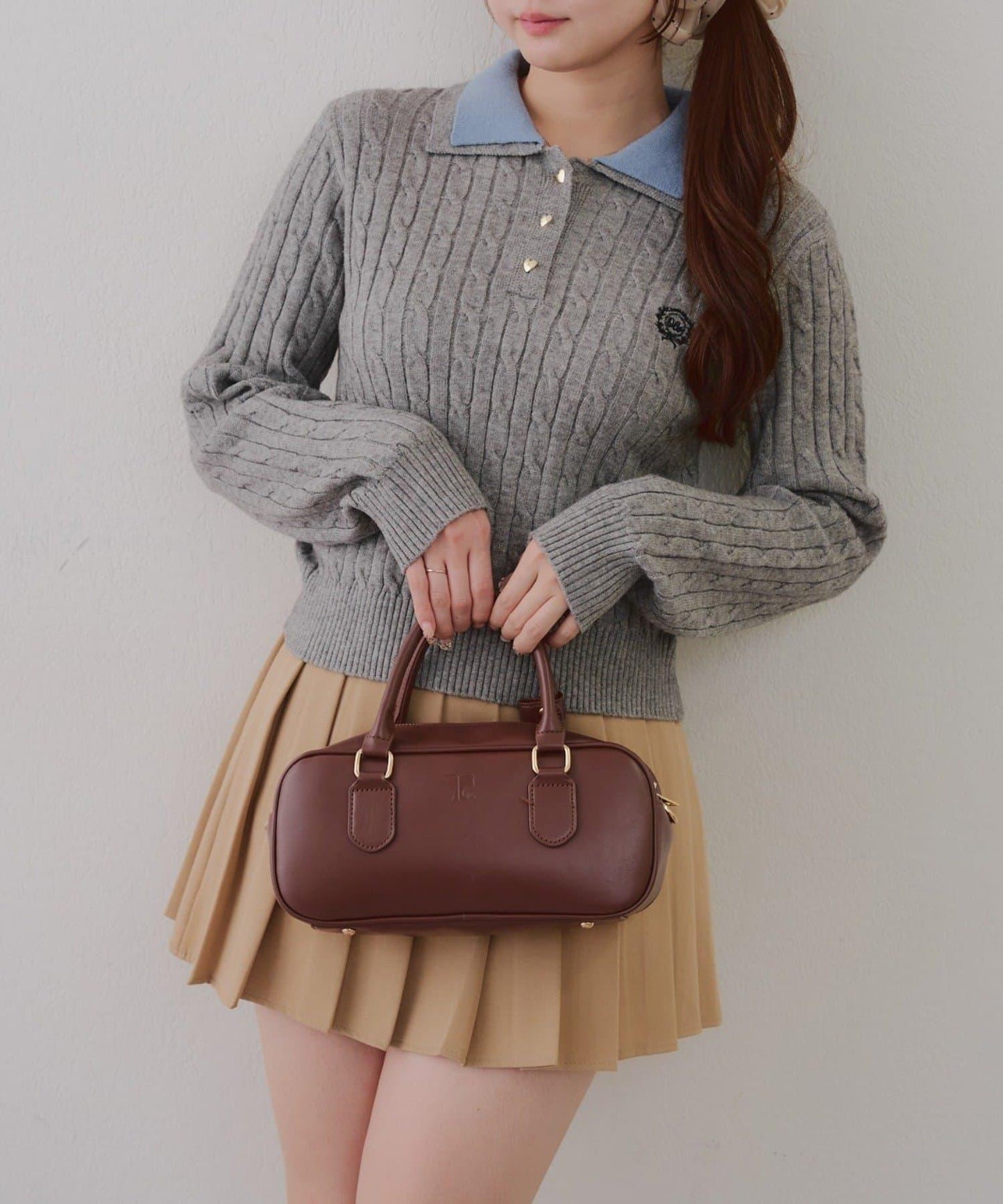 2件裝領口電纜針織POLO衫