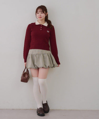 2件裝領口電纜針織POLO衫