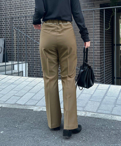 【有小個子尺碼】褶飾喇叭褲