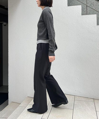 【有小個子尺碼】褶飾喇叭褲