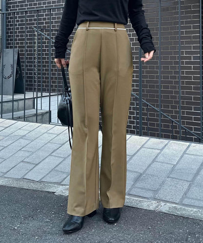 【有小個子尺碼】褶飾喇叭褲