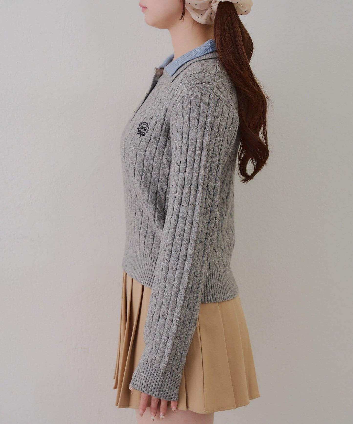 2件裝領口電纜針織POLO衫