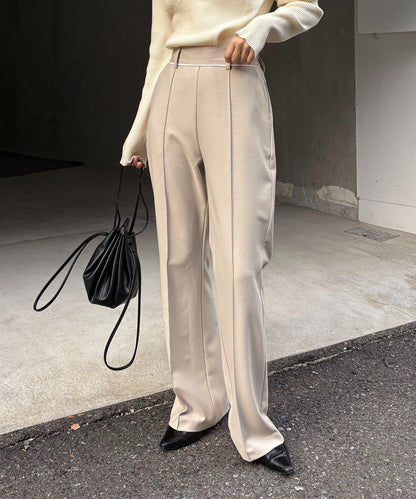 【有小個子尺碼】褶飾喇叭褲