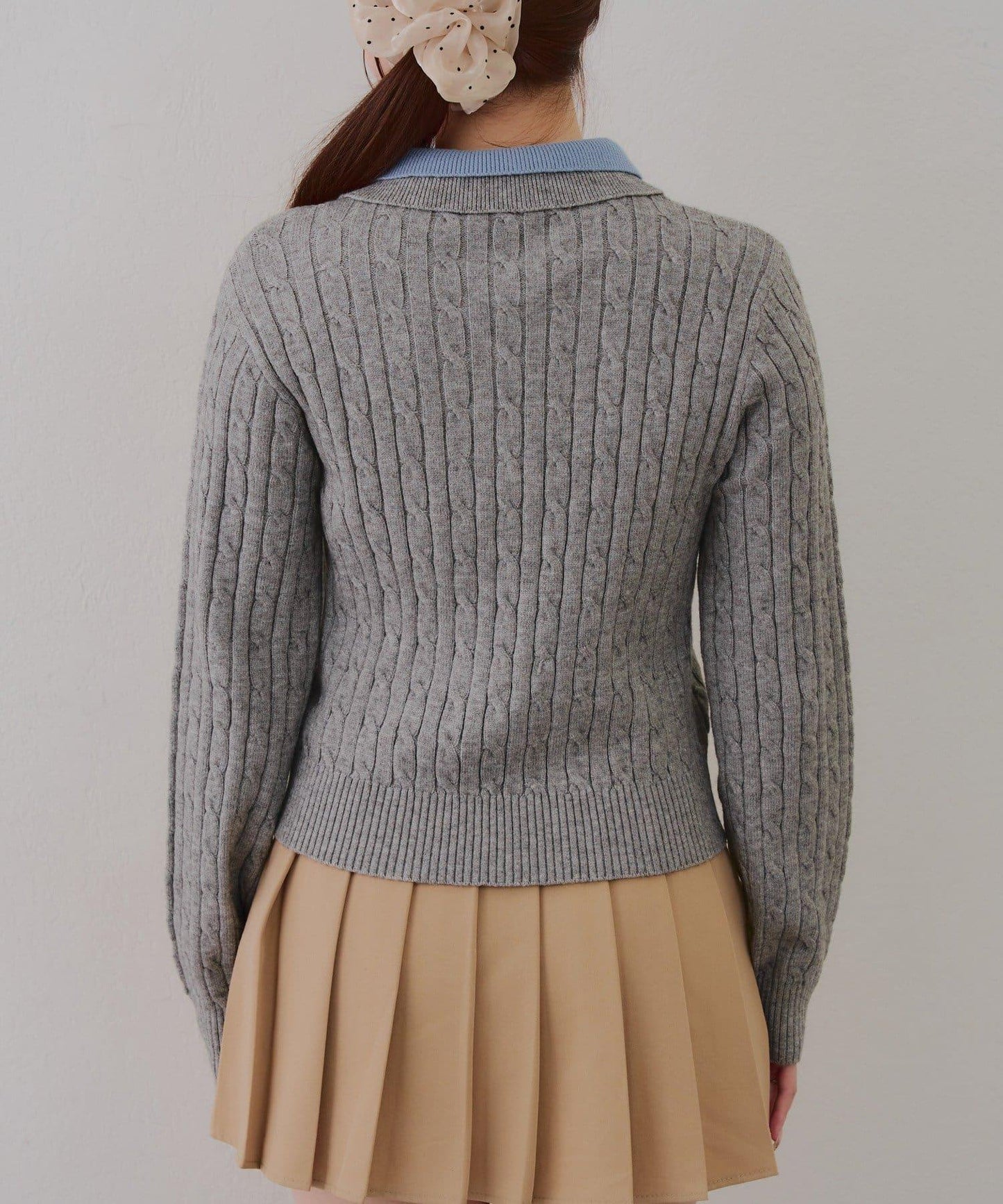 2件裝領口電纜針織POLO衫