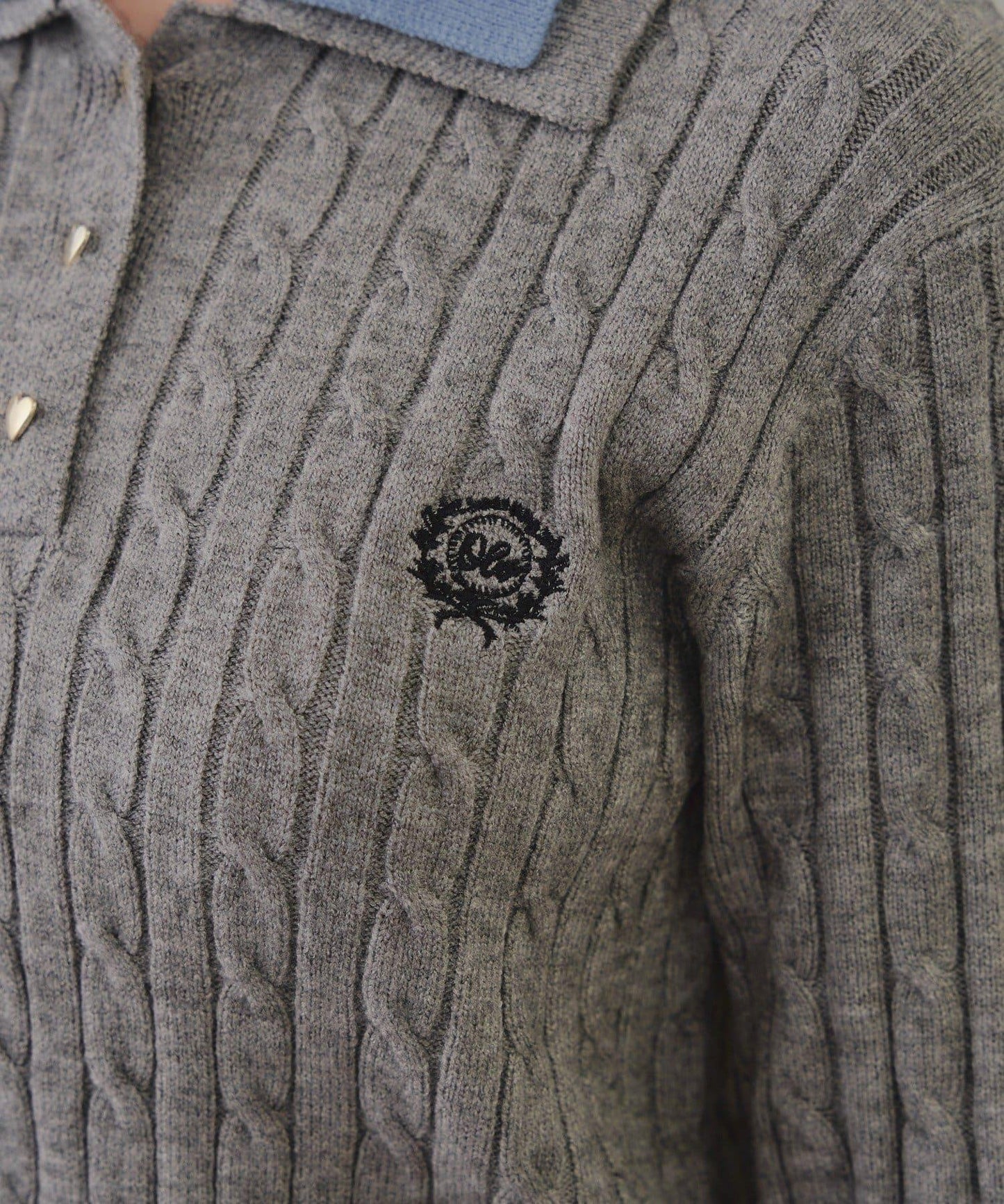 2件裝領口電纜針織POLO衫