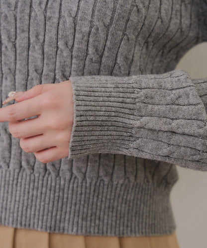 2件裝領口電纜針織POLO衫