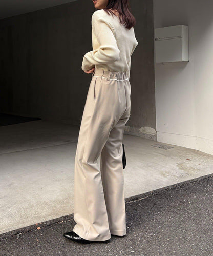 【有小個子尺碼】褶飾喇叭褲