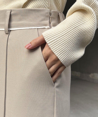 【有小個子尺碼】褶飾喇叭褲