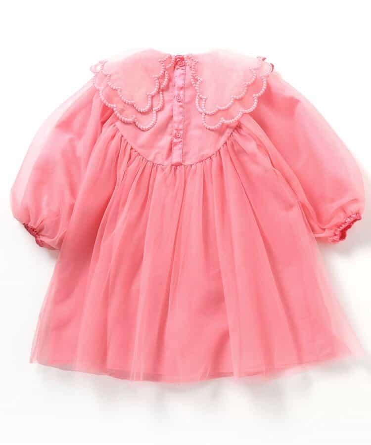 荷葉邊領網紗連衣裙_アプレレクールマシェリ