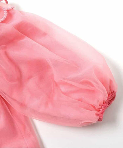 荷葉邊領網紗連衣裙_アプレレクールマシェリ