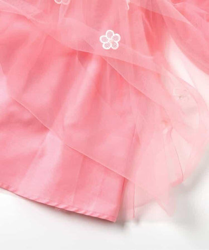 荷葉邊領網紗連衣裙_アプレレクールマシェリ