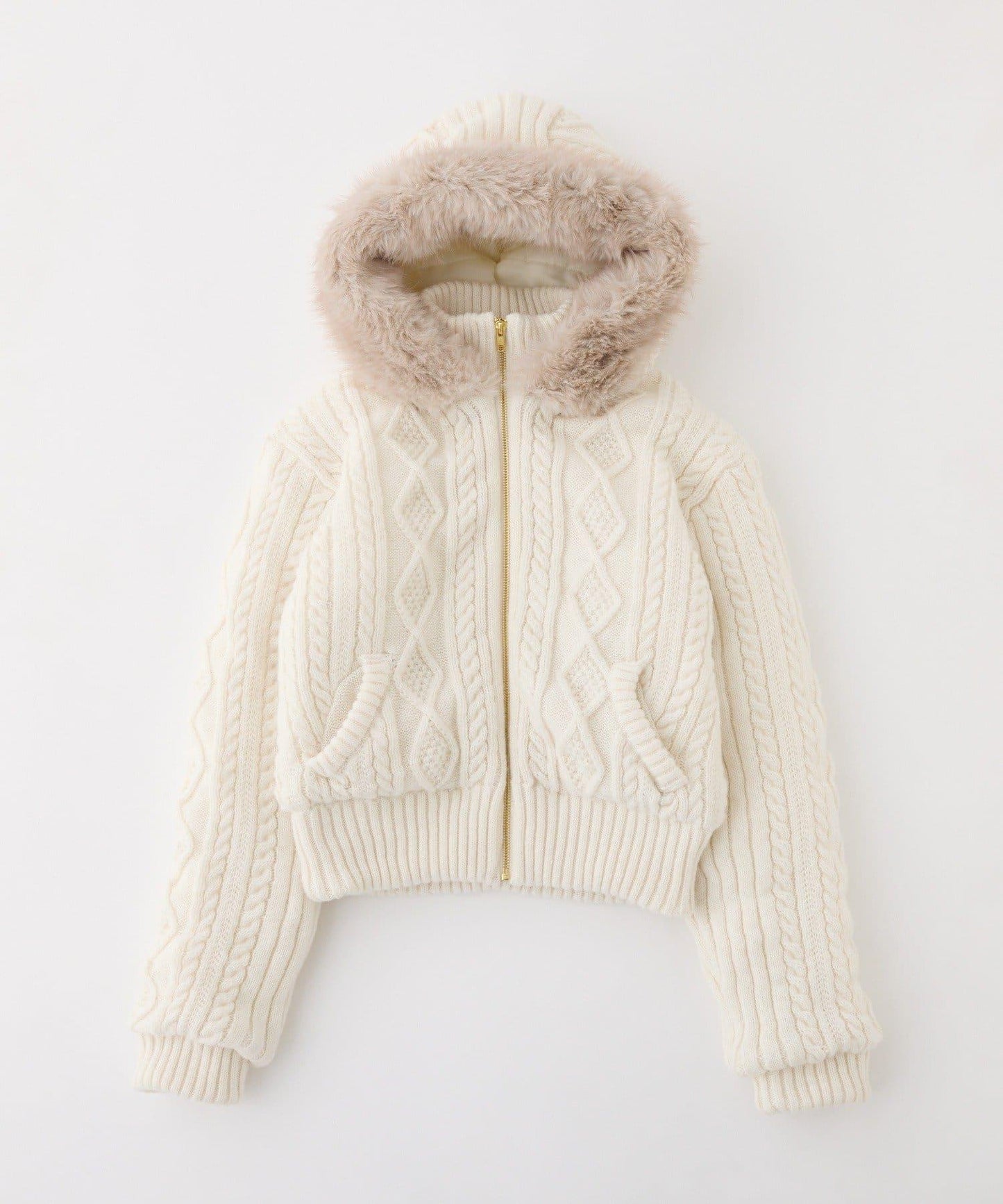 麻花針織夾棉短夾克