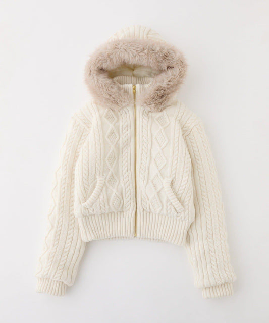 麻花針織夾棉短夾克