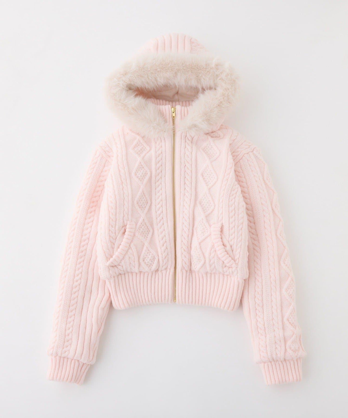 麻花針織夾棉短夾克