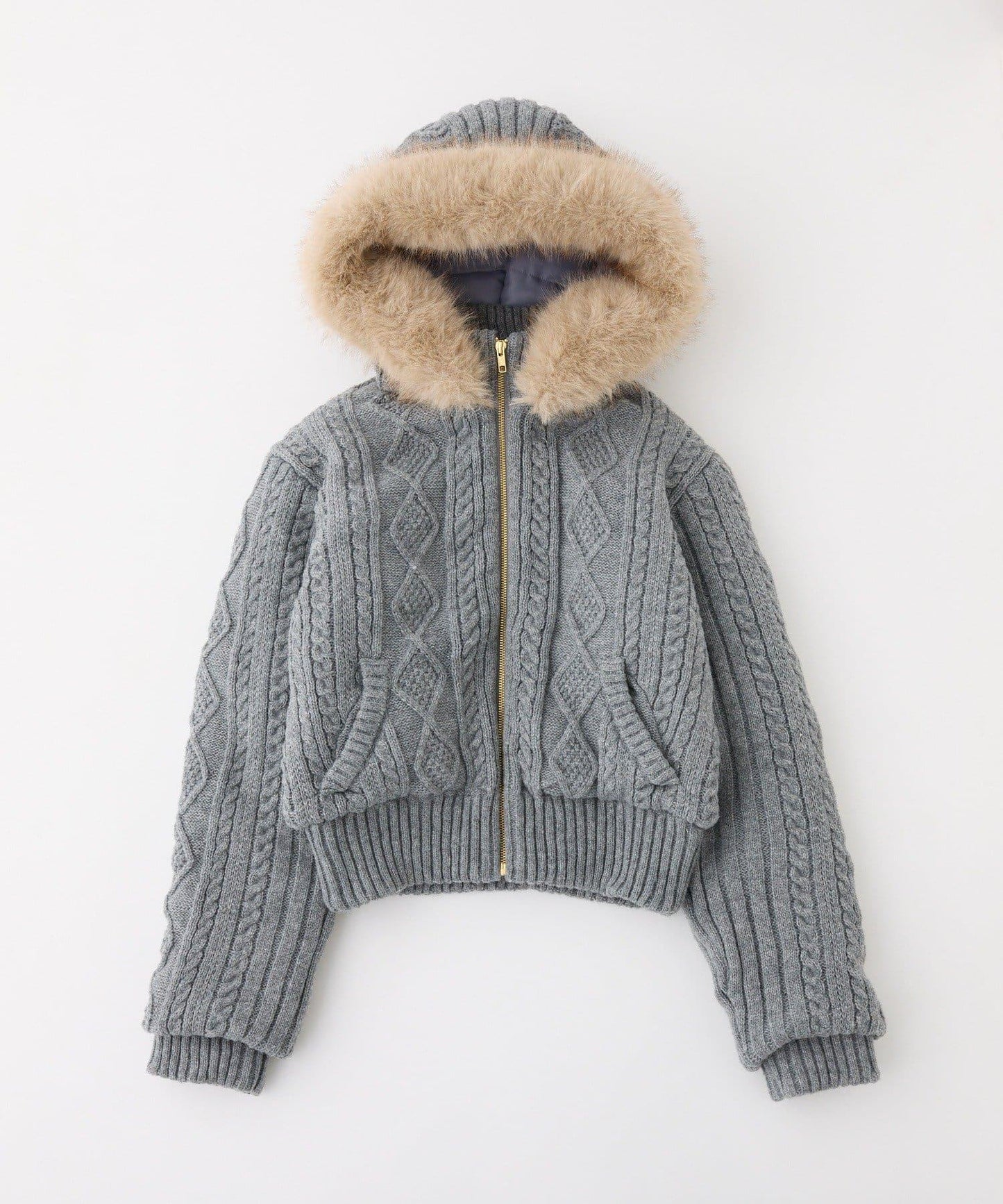 麻花針織夾棉短夾克