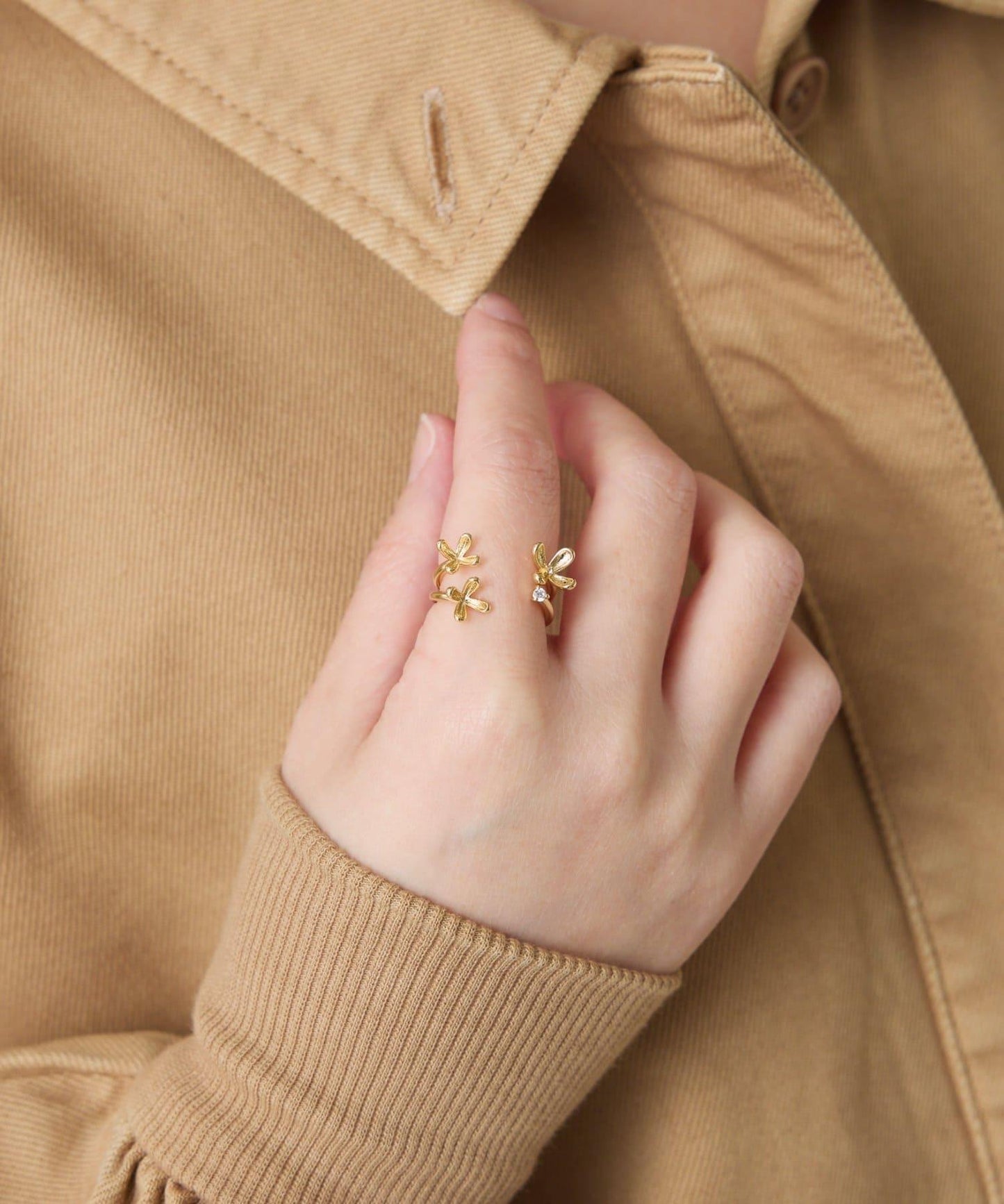 【PAPILLONNER/パピヨネ】花卉2件套戒指