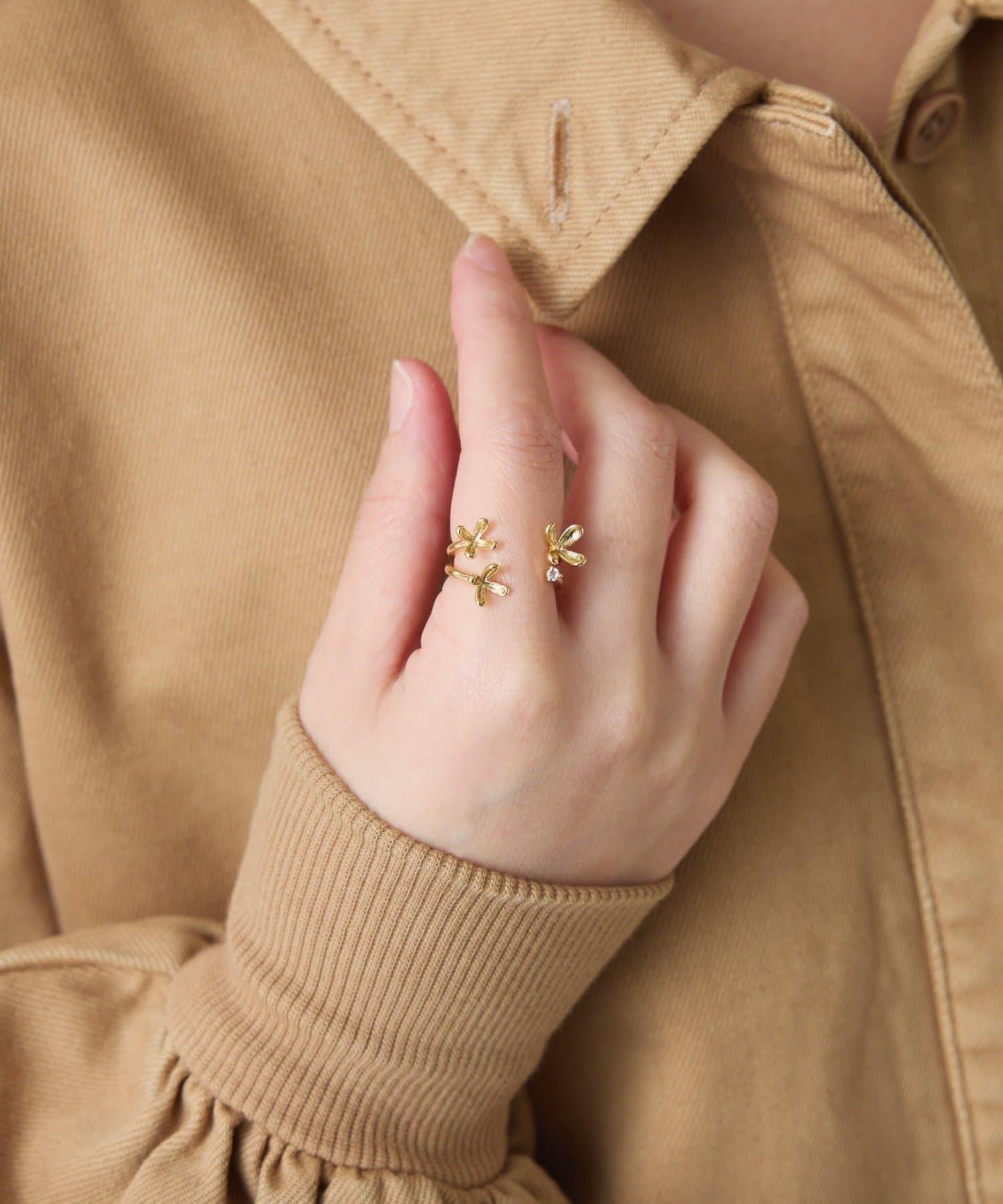 【PAPILLONNER/パピヨネ】花卉2件套戒指