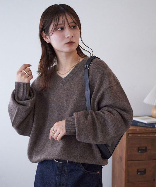 【Discoat】美利奴羊毛V領針織衫