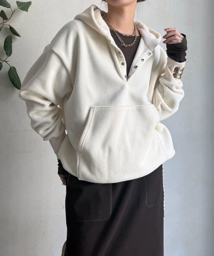 抓絨按扣套頭衫