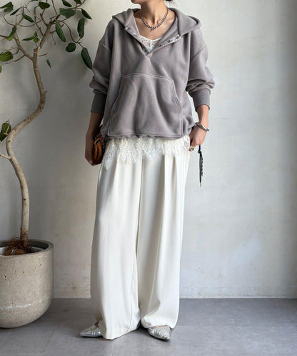 抓絨按扣套頭衫