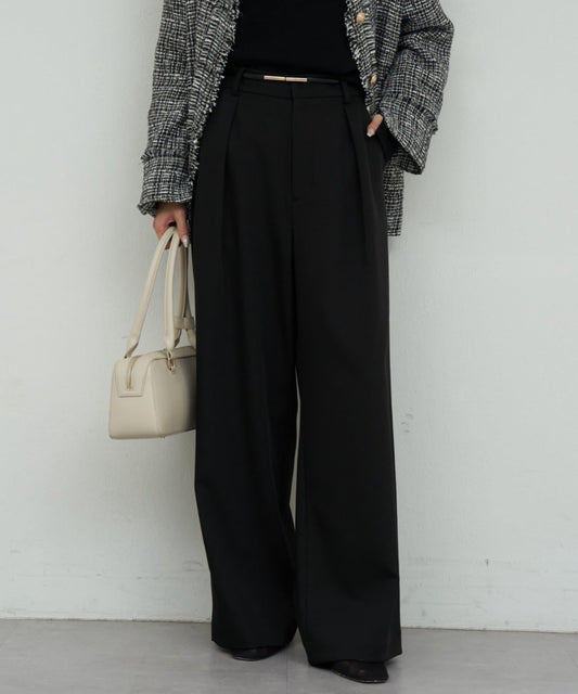 褶皺寬腿褲2