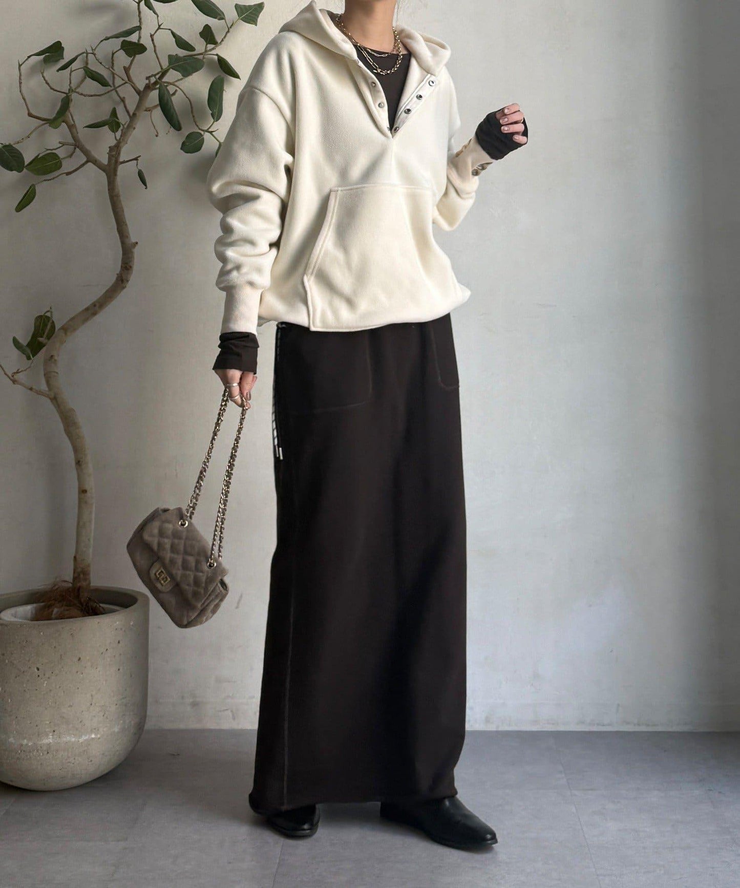 抓絨按扣套頭衫