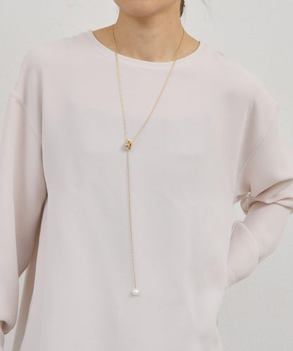 珍珠金屬質感方塊項鍊