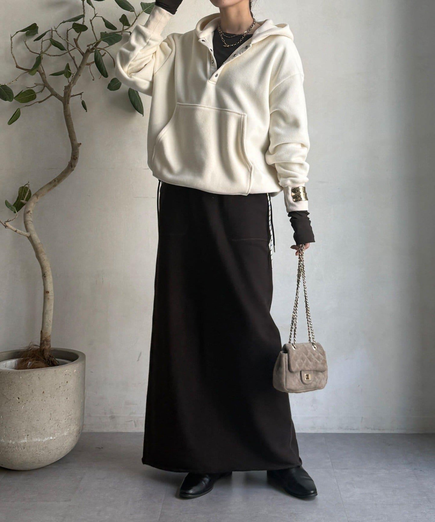 抓絨按扣套頭衫