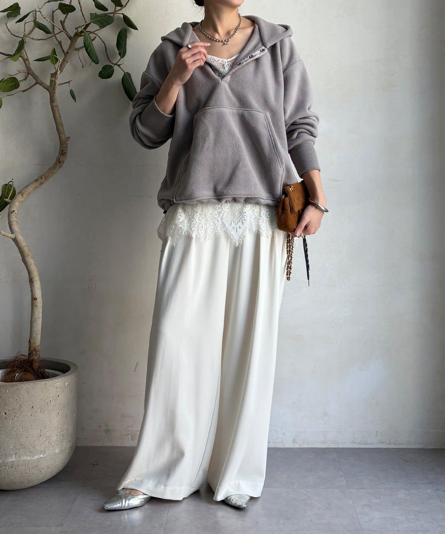 抓絨按扣套頭衫