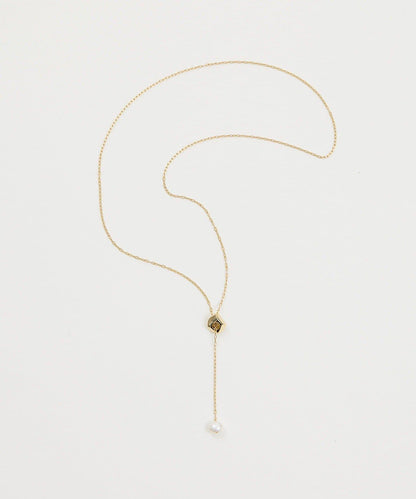 珍珠金屬質感方塊項鍊