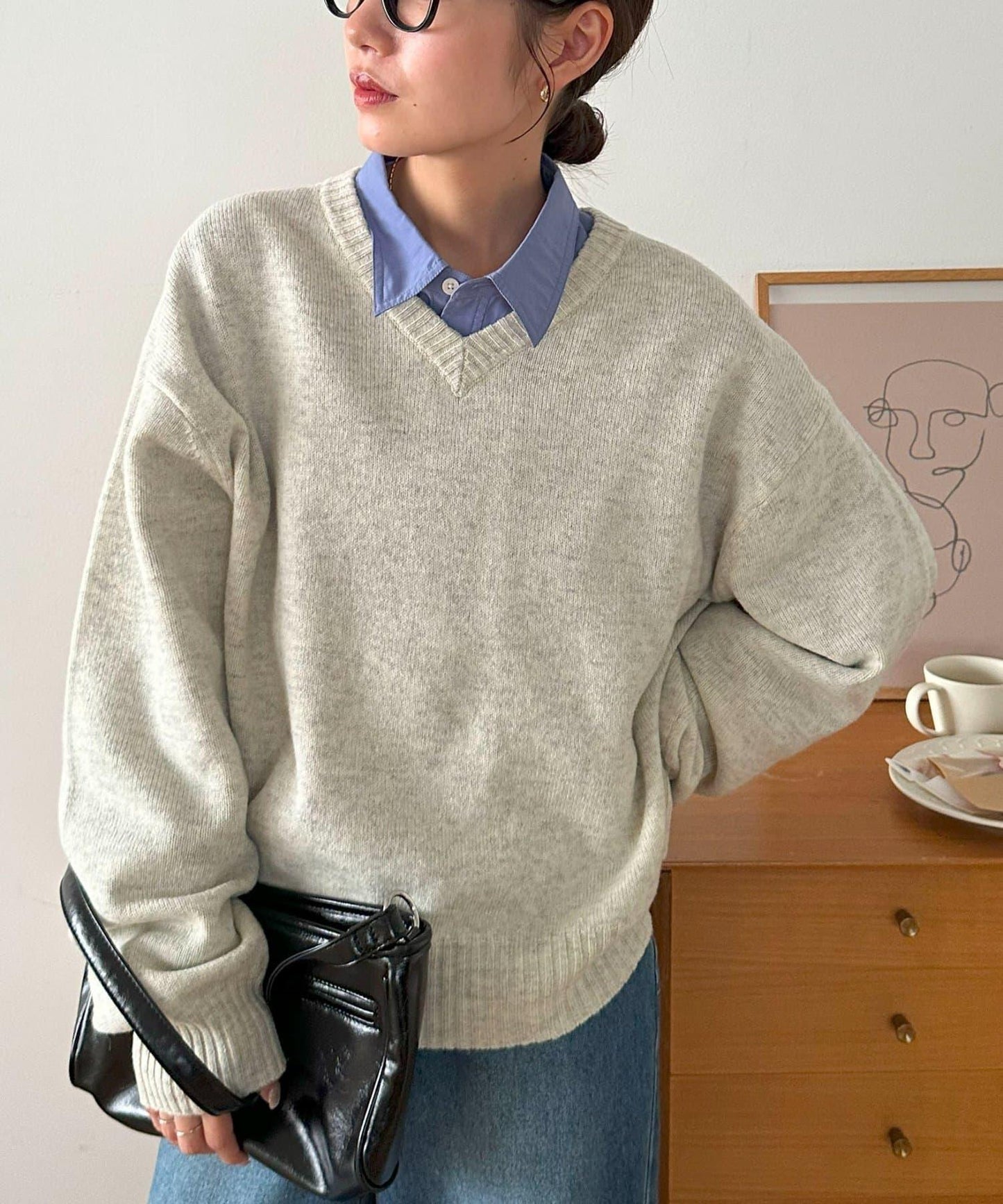 【Discoat】美利奴羊毛V領針織衫