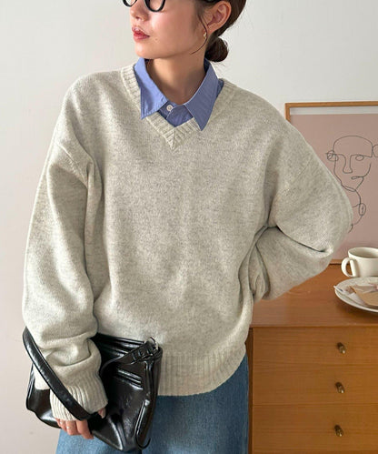 【Discoat】美利奴羊毛V領針織衫