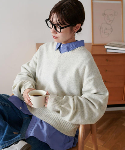 【Discoat】美利奴羊毛V領針織衫