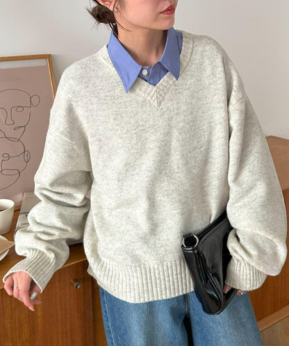 【Discoat】美利奴羊毛V領針織衫