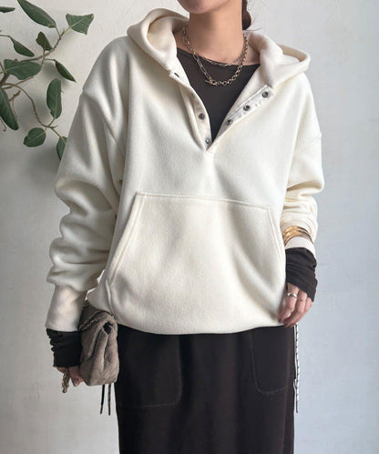 抓絨按扣套頭衫