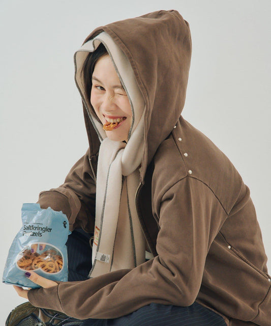 【WHIMSIC/2尺碼可選】水洗染色鉚釘衛衣拉鍊連帽衫