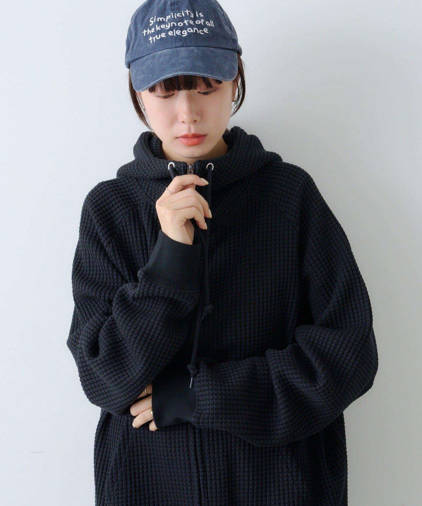 【Kastane】【WHIMSIC】華夫格拉鍊連帽衛衣