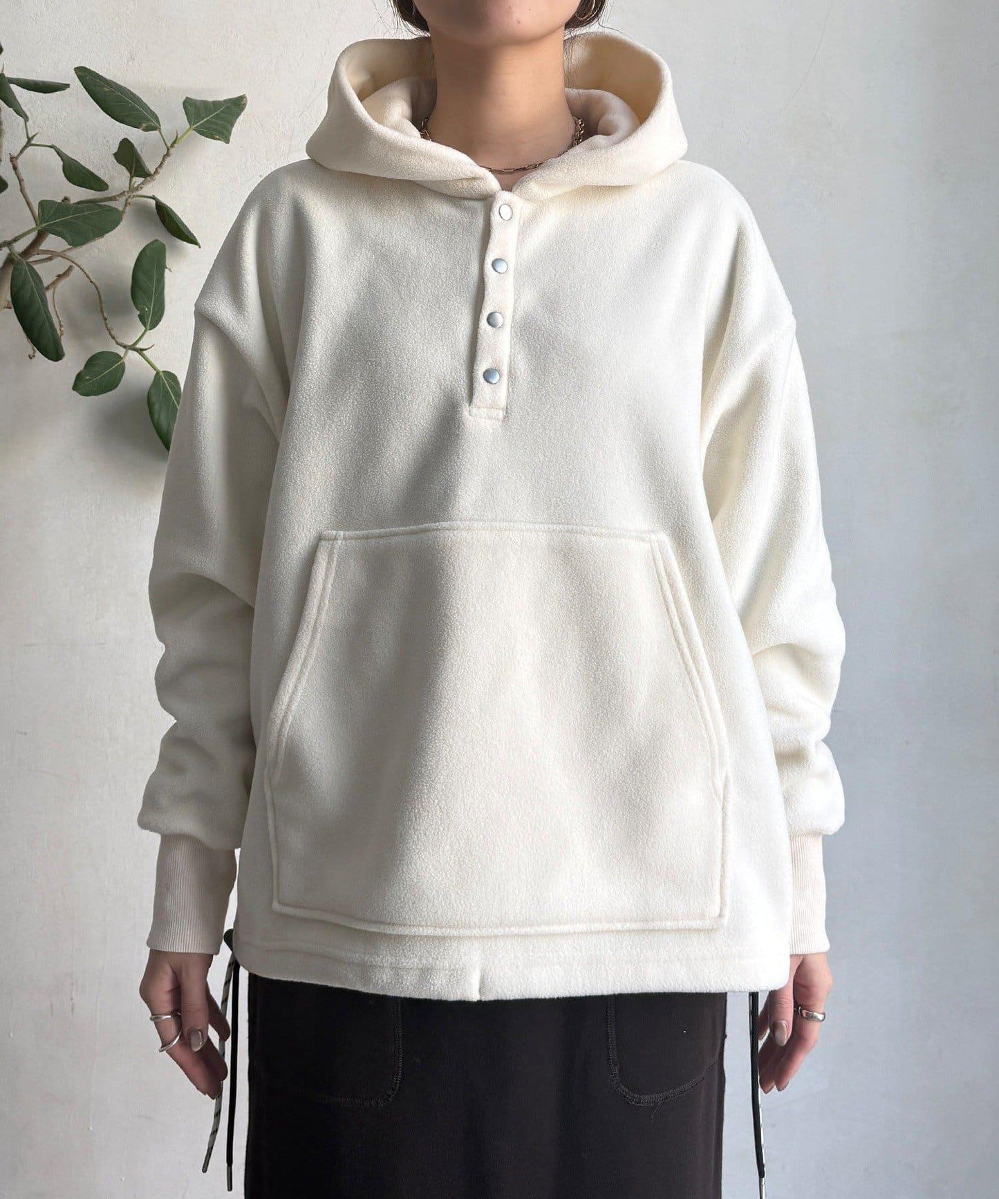 抓絨按扣套頭衫