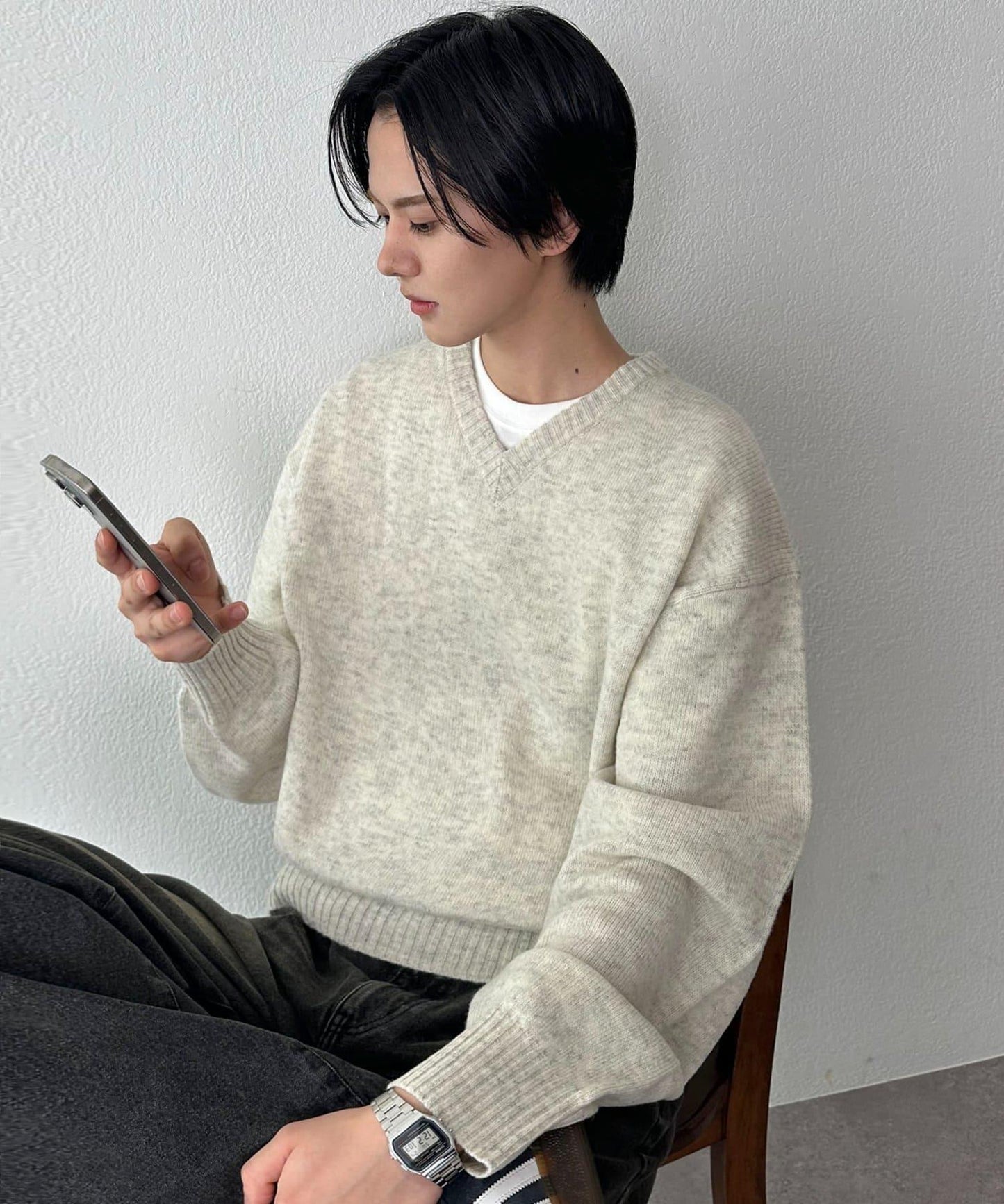 【Discoat】美利奴羊毛V領針織衫