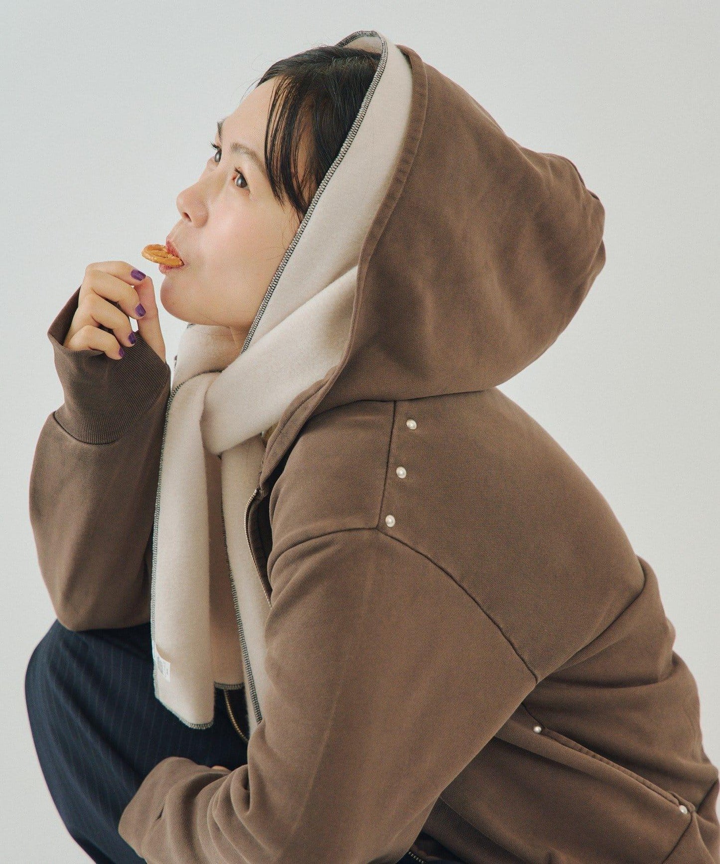 【WHIMSIC/2尺碼可選】水洗染色鉚釘衛衣拉鍊連帽衫