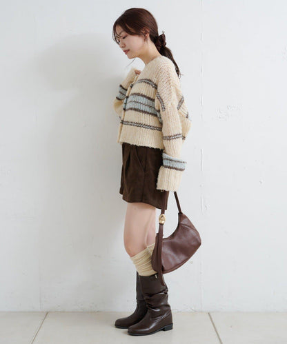 【Kastane】條紋仿馬海毛針織衫