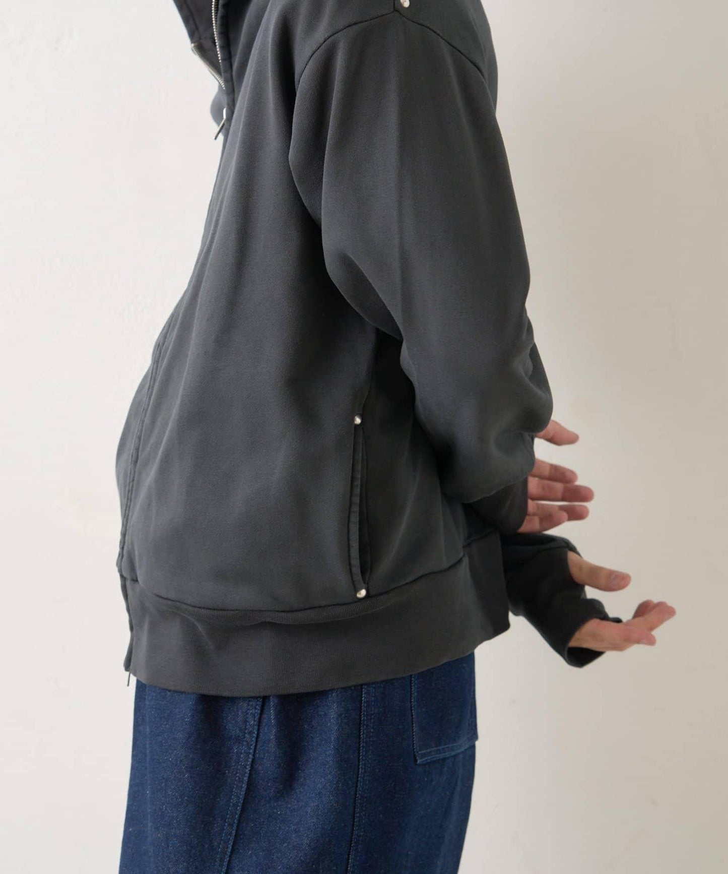 【WHIMSIC/2尺碼可選】水洗染色鉚釘衛衣拉鍊連帽衫