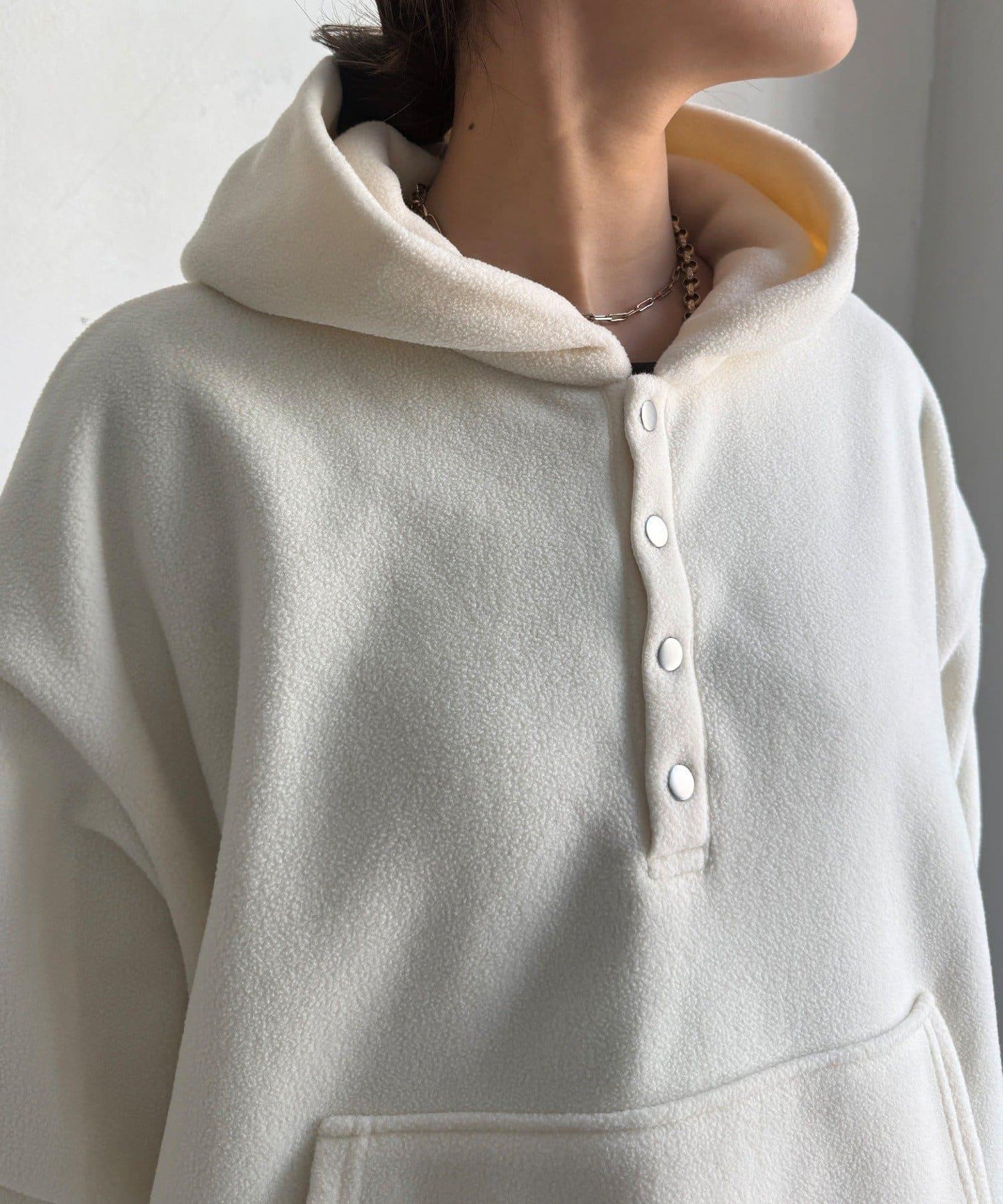 抓絨按扣套頭衫