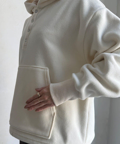 抓絨按扣套頭衫