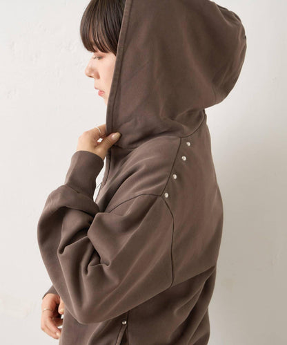 【WHIMSIC/2尺碼可選】水洗染色鉚釘衛衣拉鍊連帽衫